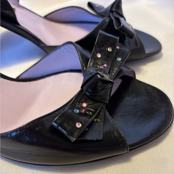 Marc Jacobs Leather Bow Accent Sling Back Sandals Black Women’s Size 7.5 - Picture 2 of 10